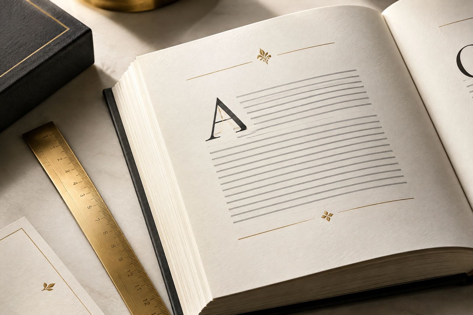 Buchseiten mit sorgfältiger Typografie